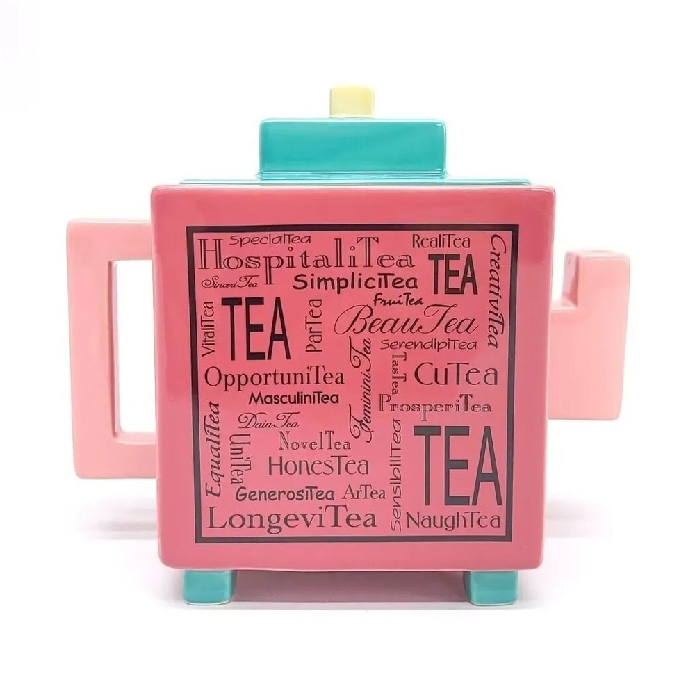 Aileen Liou Teapot‎ COYNES & COMPANY Art Deco Modern Tea 4 2 Pink Ceramic Cube